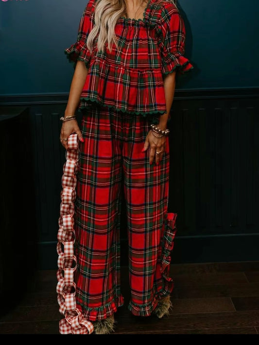 Christmas plaid pajama set
