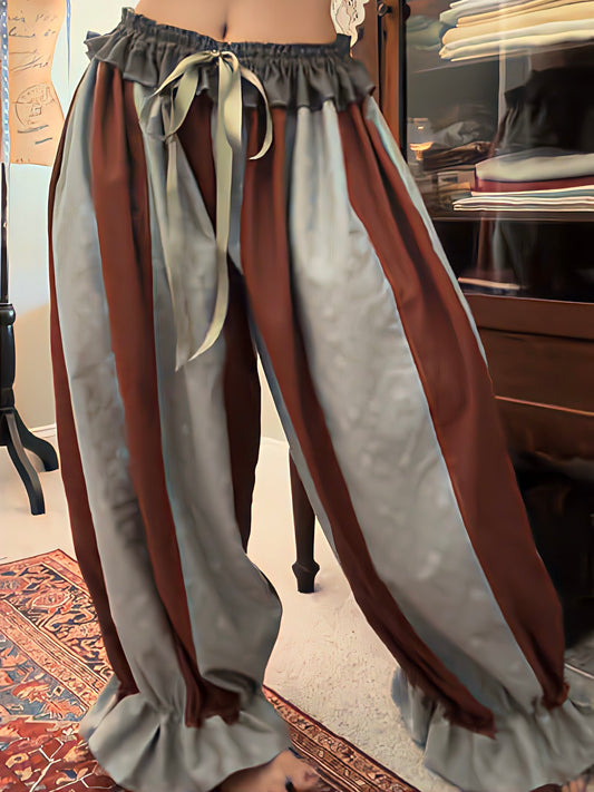 Lace-trimmed lantern trousers