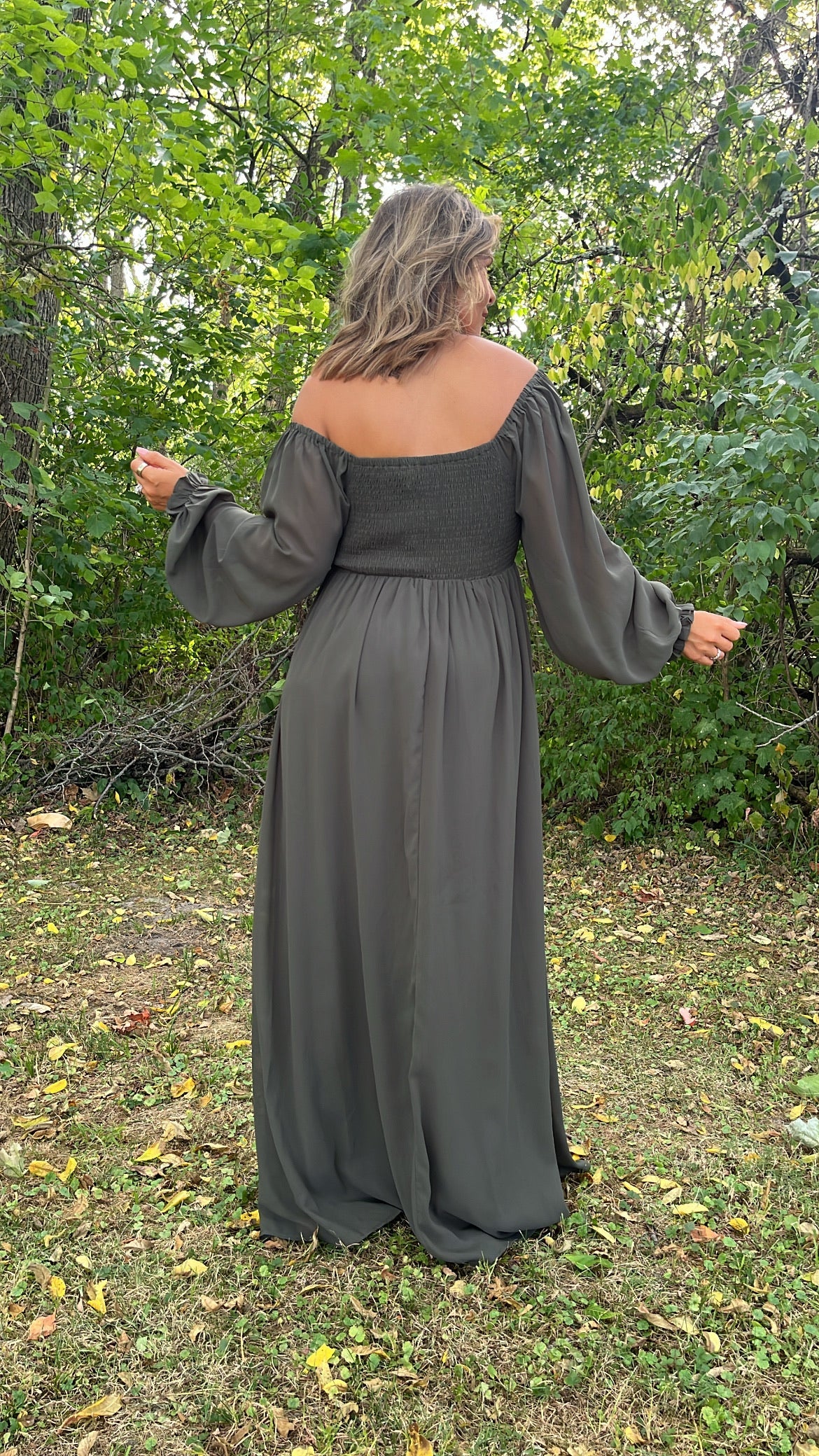 Timeless Romantic Chiffon Maxi Dress, Olive