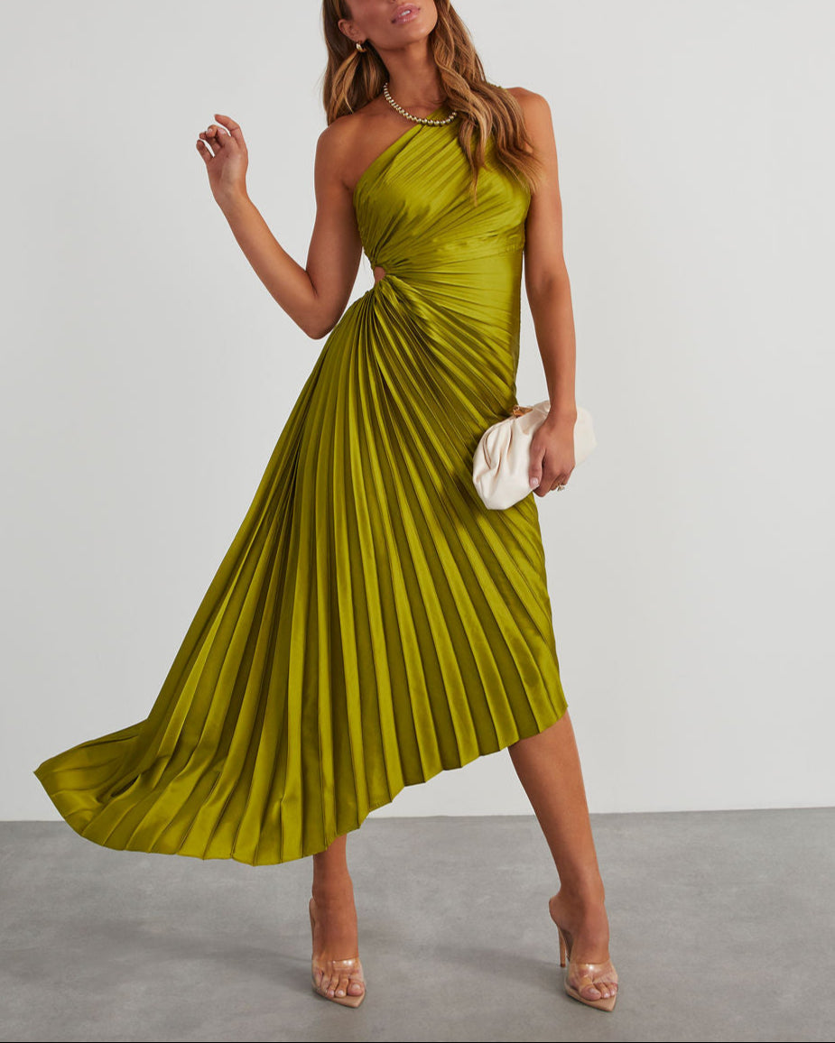 One Shoulder Asymmetrical Maxi Dress