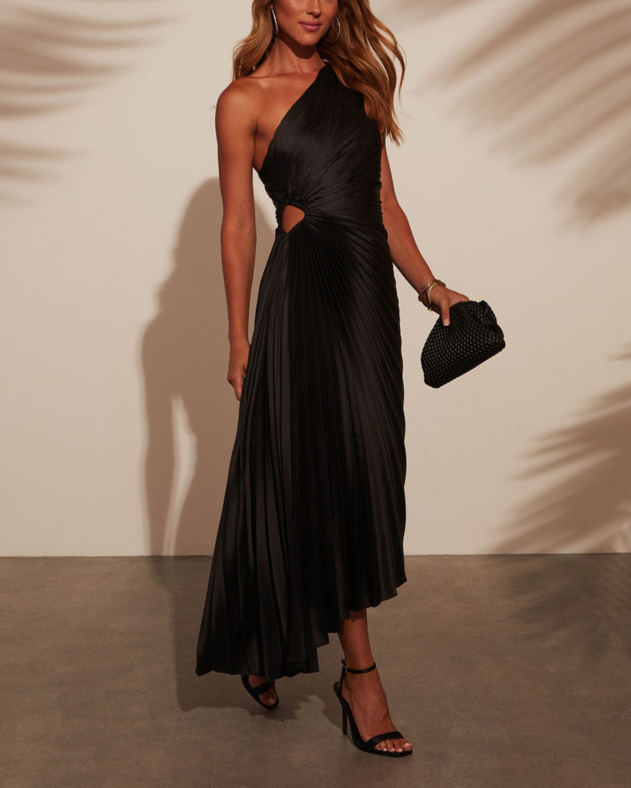 One Shoulder Asymmetrical Maxi Dress