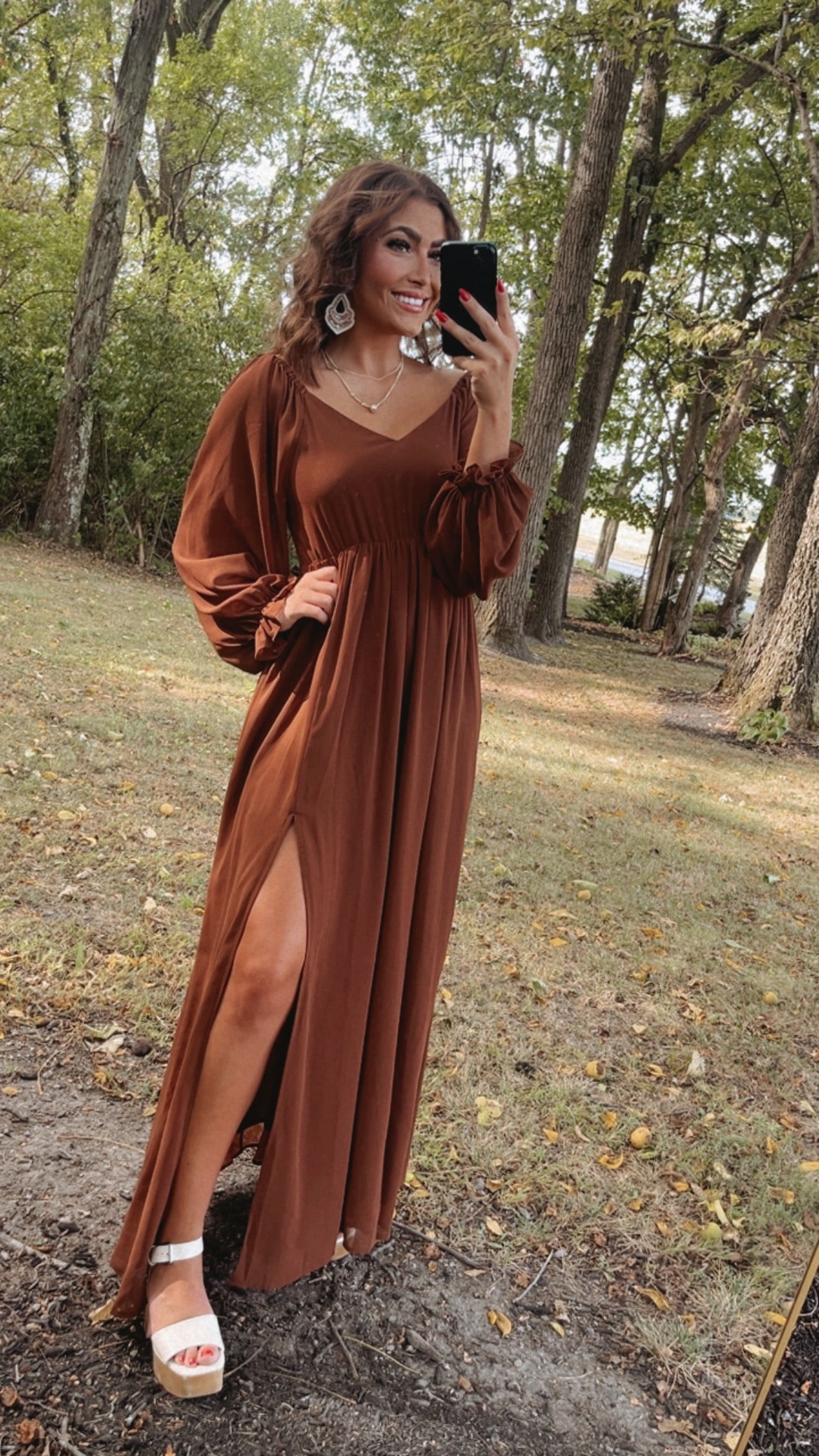 Timeless Romantic Chiffon Maxi Dress, Brown