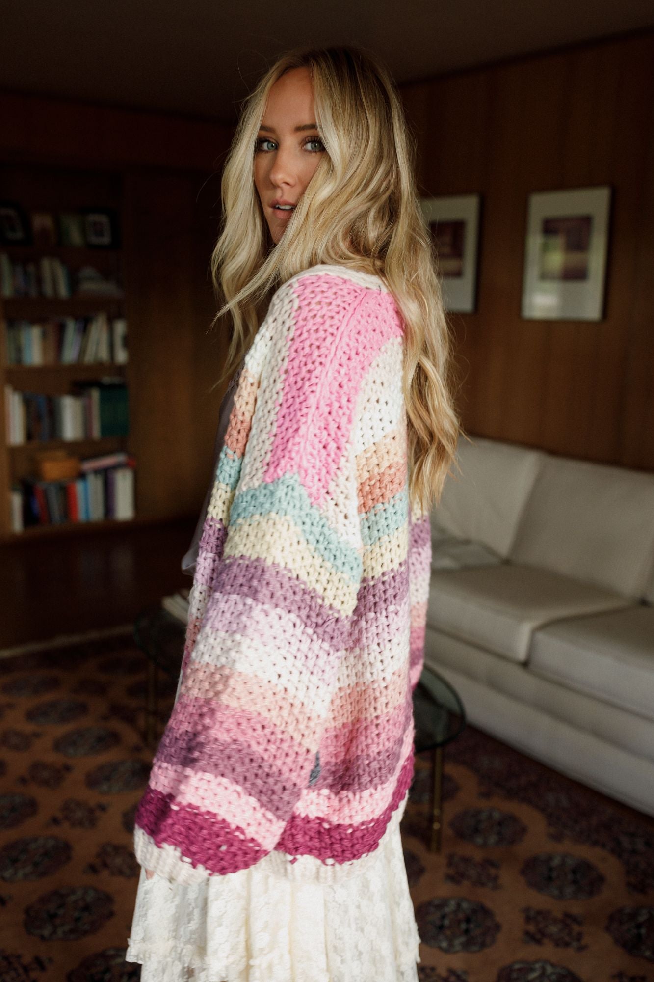 Wrapped up in Color Knit Cardigan - Pink Multi