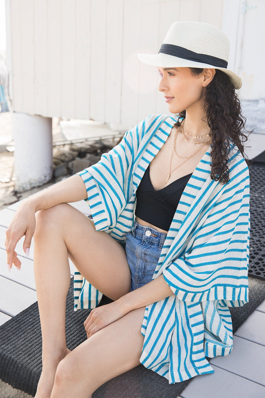 Striped Cotton Cover Up Kimono