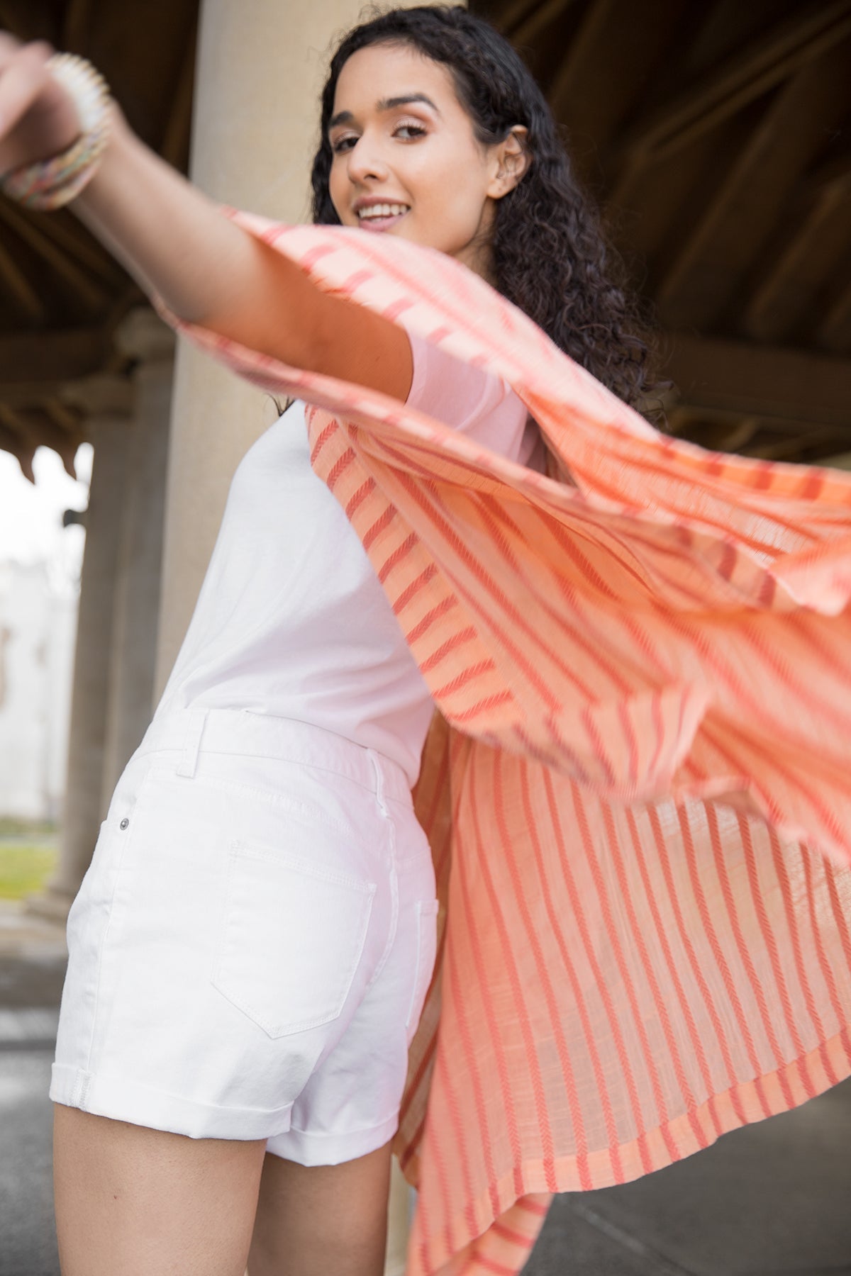 Striped Cotton Cover Up Kimono
