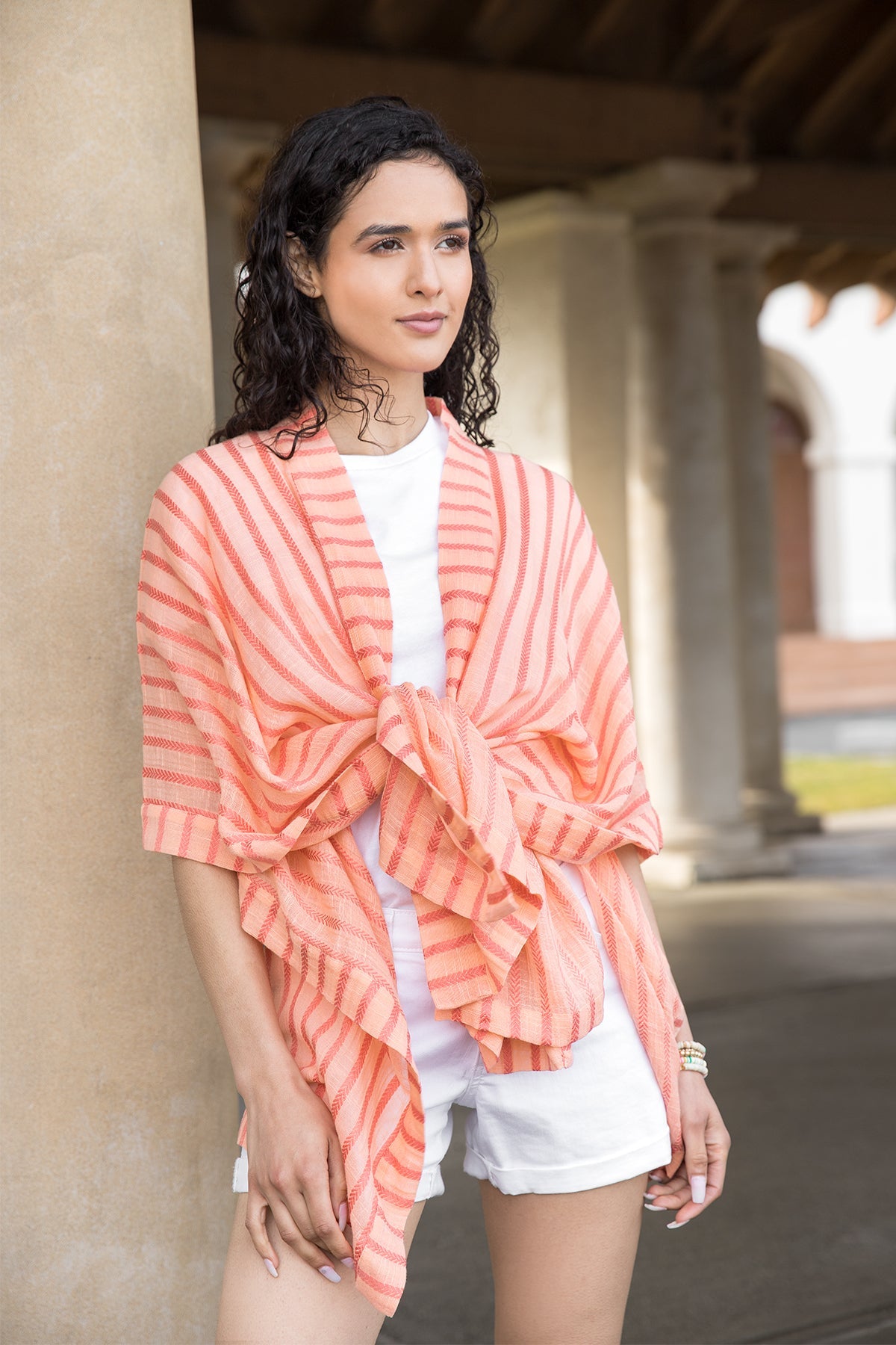 Striped Cotton Cover Up Kimono