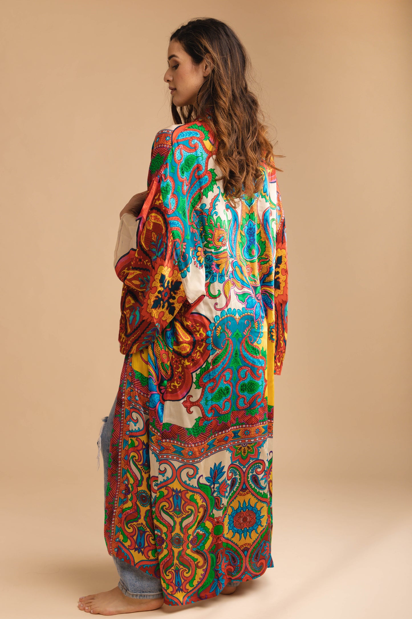 Paisley Mixed Print Kimono Long