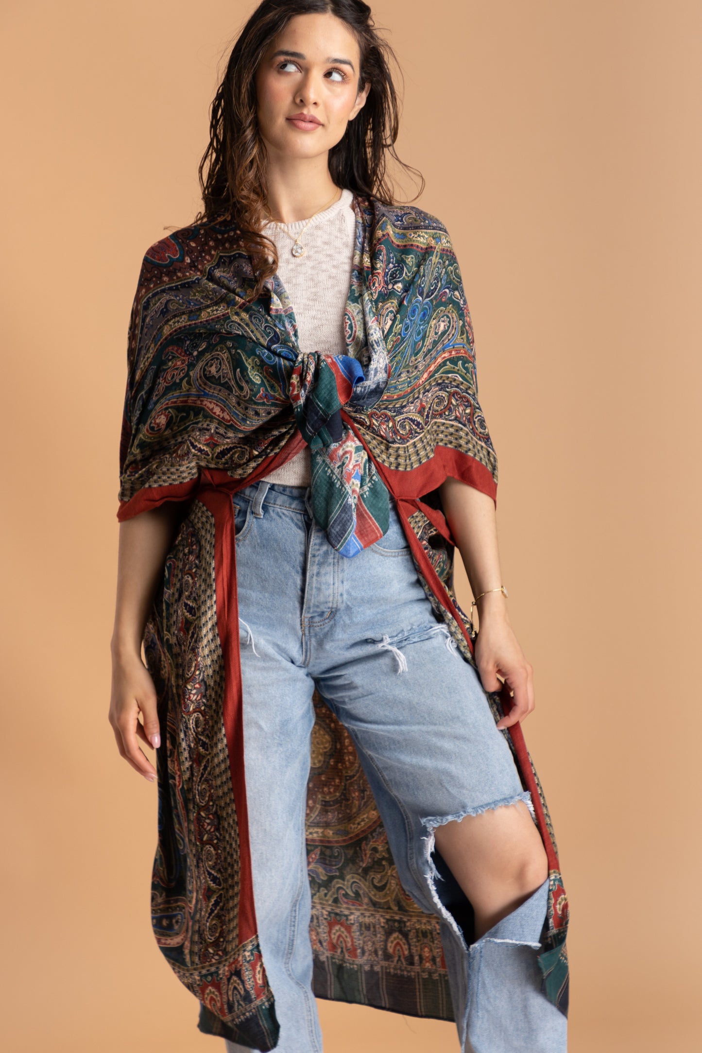 Paisley High Low Kimono
