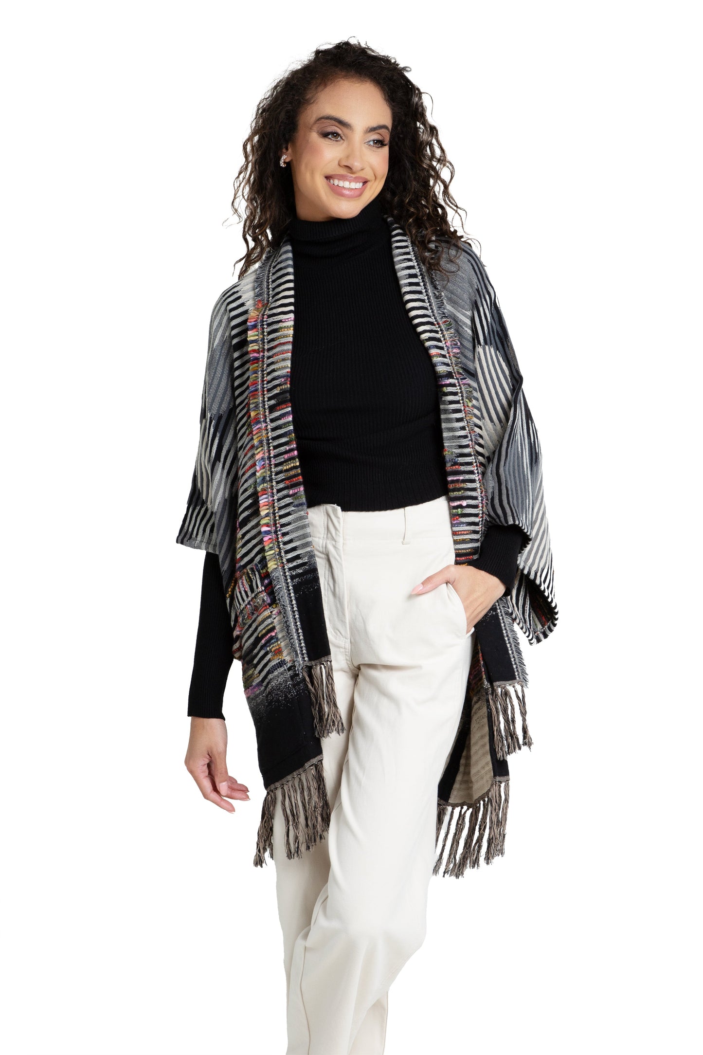 Cotton Fringe Embellished Kimono Jacket