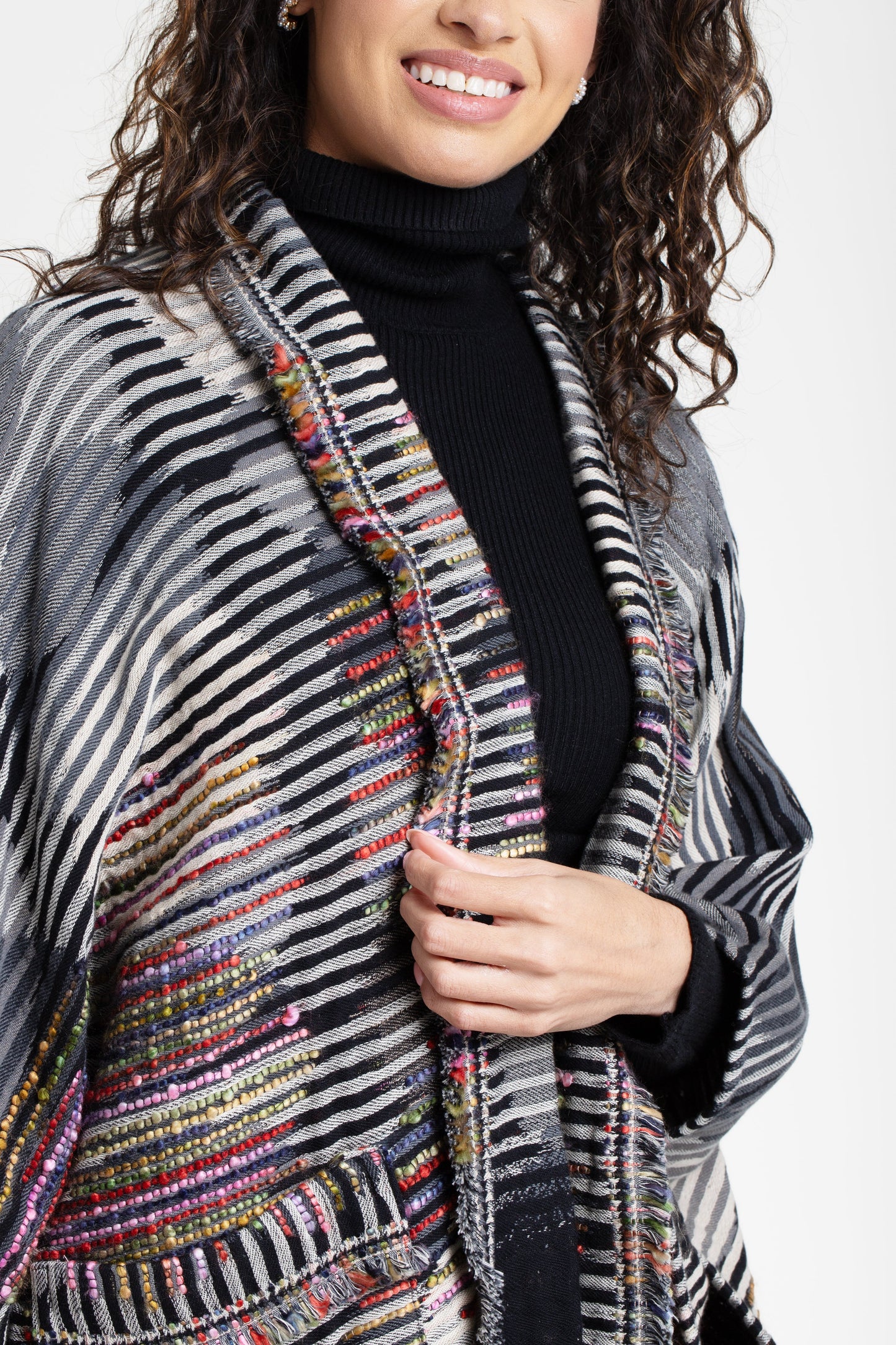 Cotton Fringe Embellished Kimono Jacket