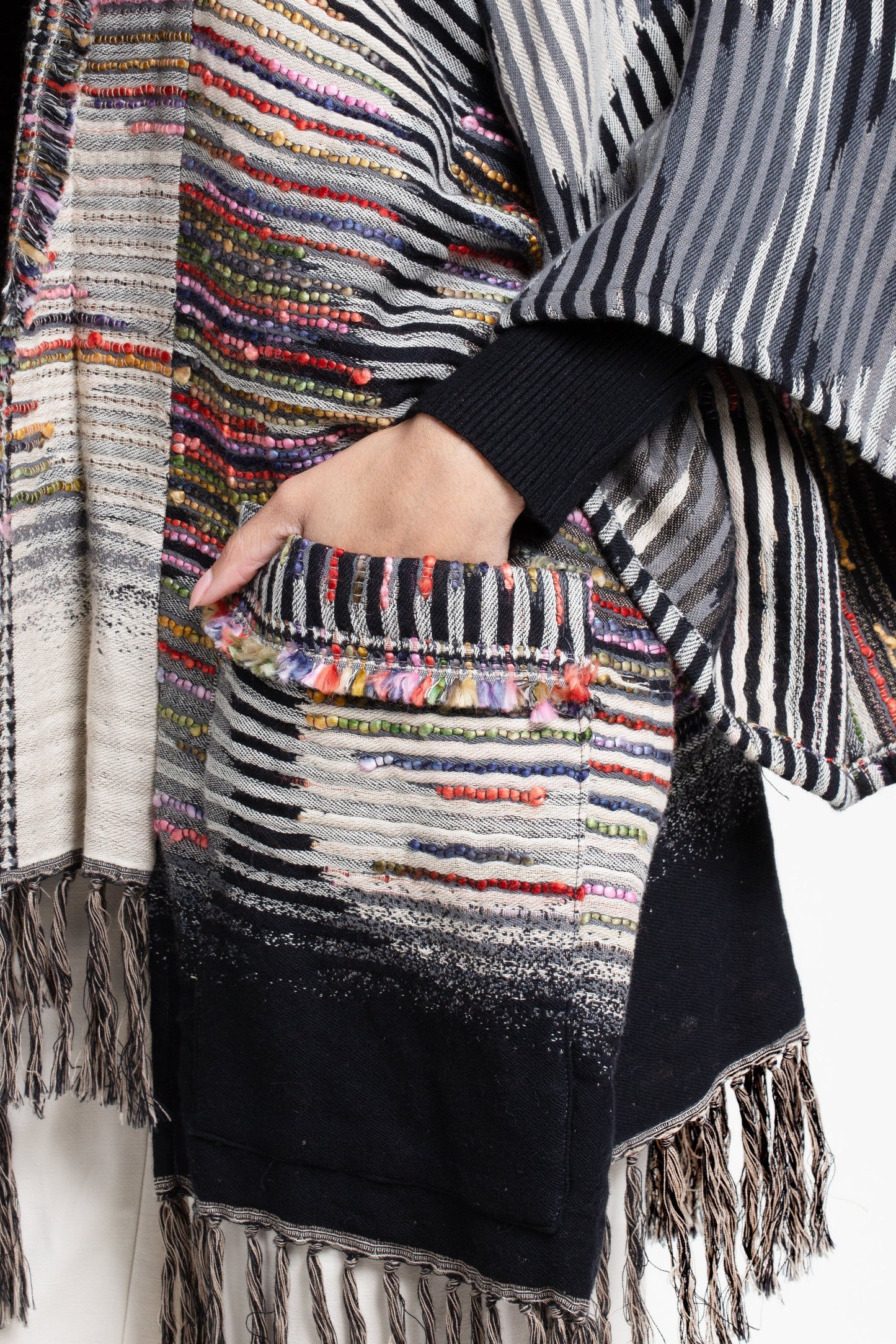 Cotton Fringe Embellished Kimono Jacket