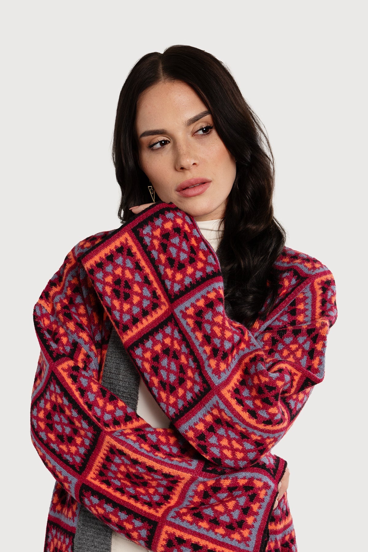 Knitted Kimono Long Square Patch