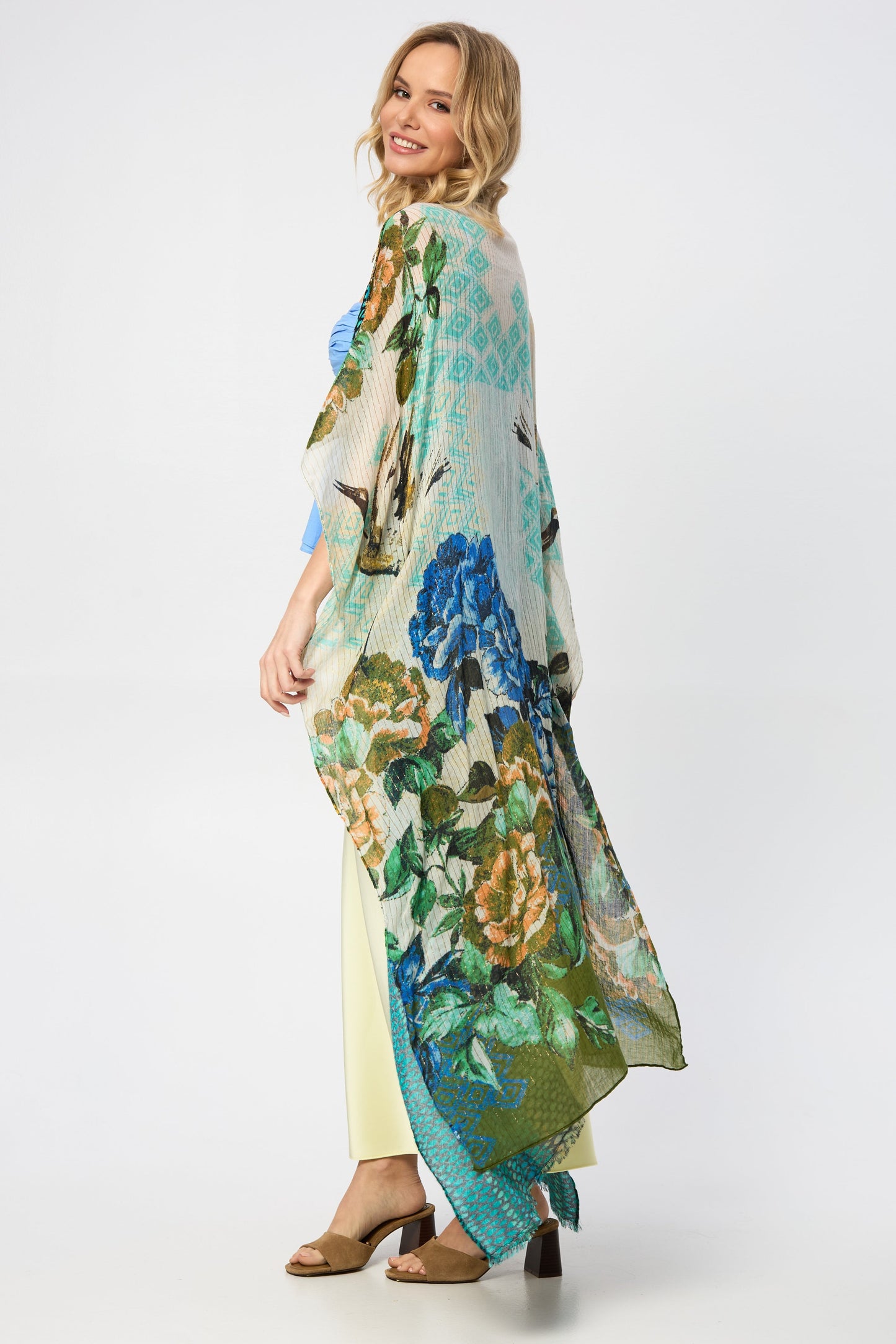 Shimmering Floral Print Kimono