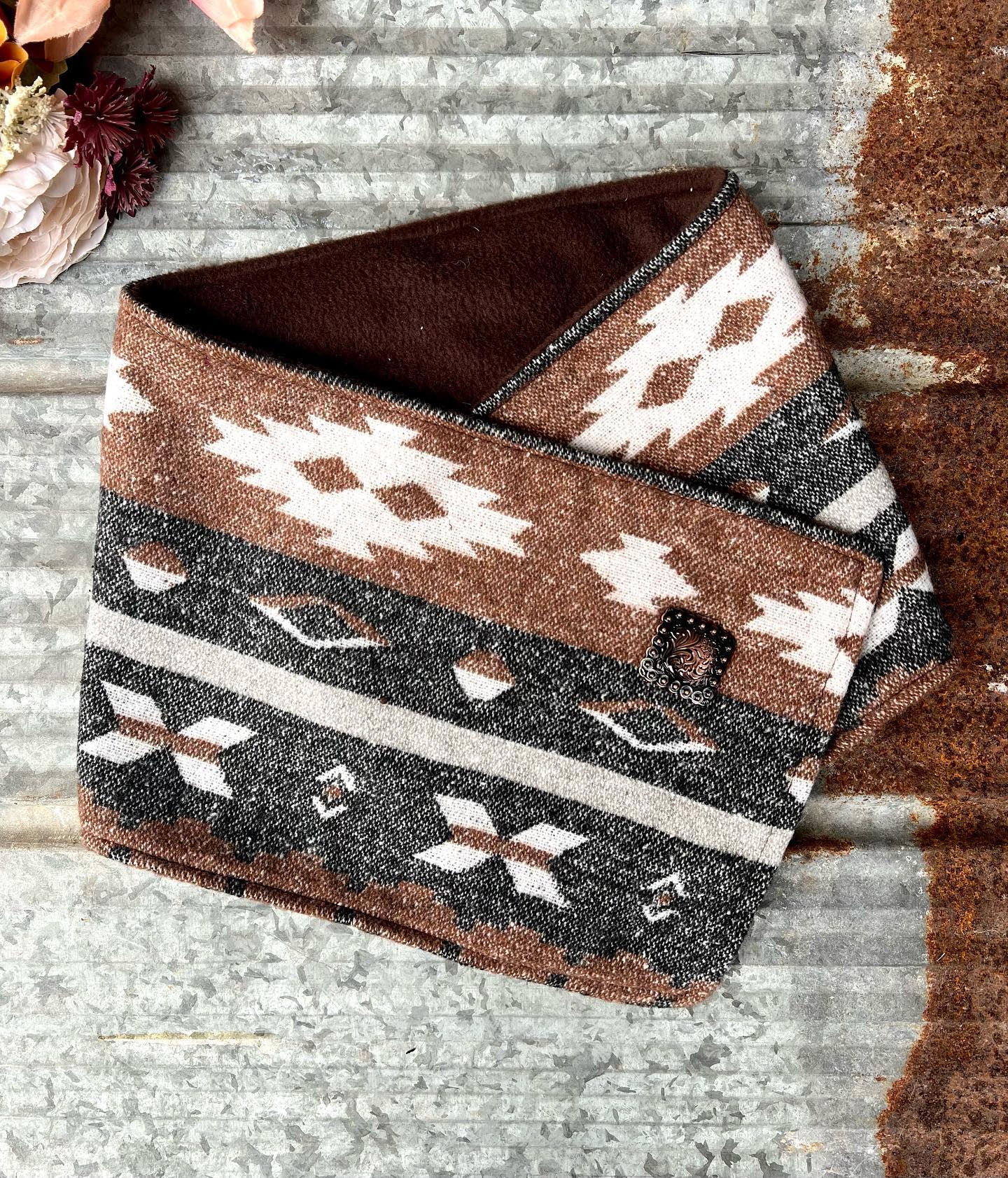 Western Cowboy Brown/Black Warm Neck Hood