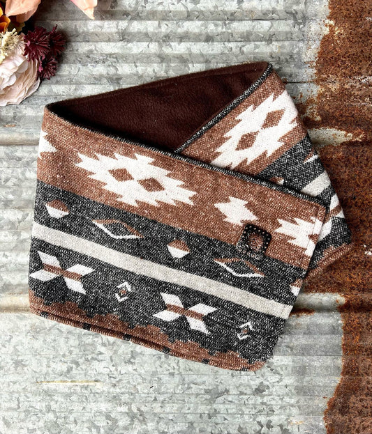 Western Cowboy Brown/Black Warm Neck Hood