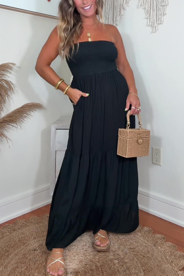 Women's Tube Top Solid Color Dress