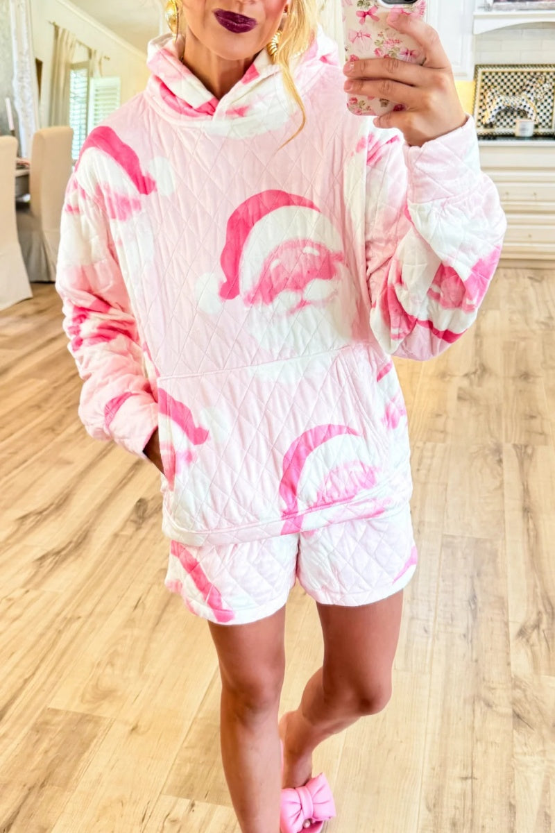 Pink Santa Quilted Fleece Short Set
