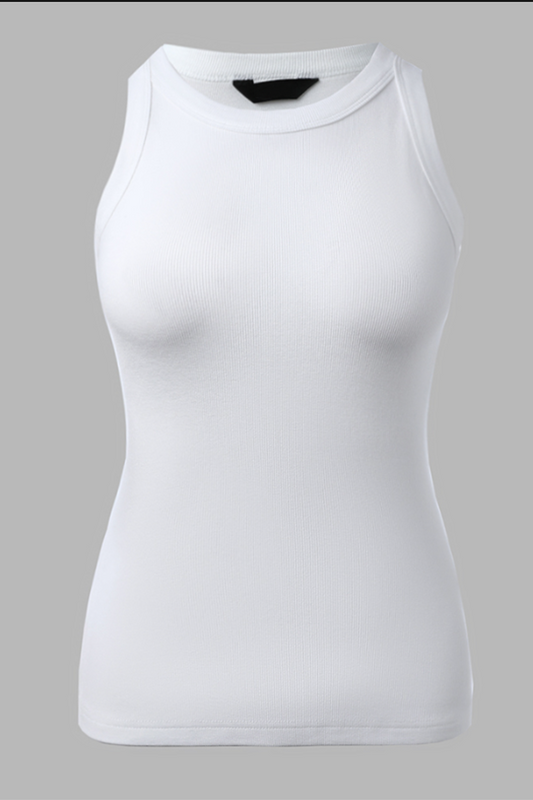 Casual O-Neck Sleeveless Basic Slim Fit Skinny Tank Top(Without Pads)