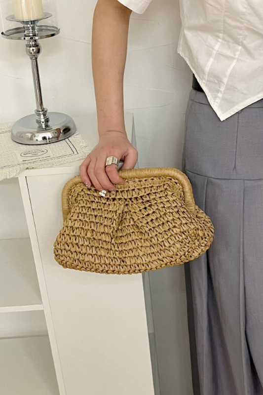 Straw Fashion Chain Braided Hollow Shoulder Bag