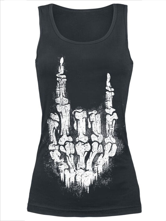 Punk print casual sleeveless T-shirt