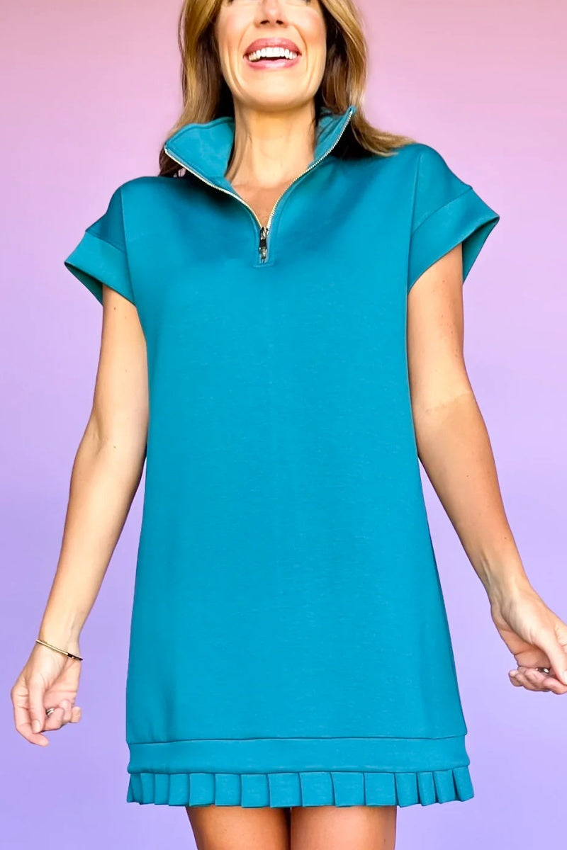 Pleated Hem Taylor Air 3/4 Zip Dress
