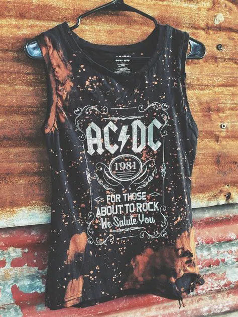Punk print sleeveless T-shirt
