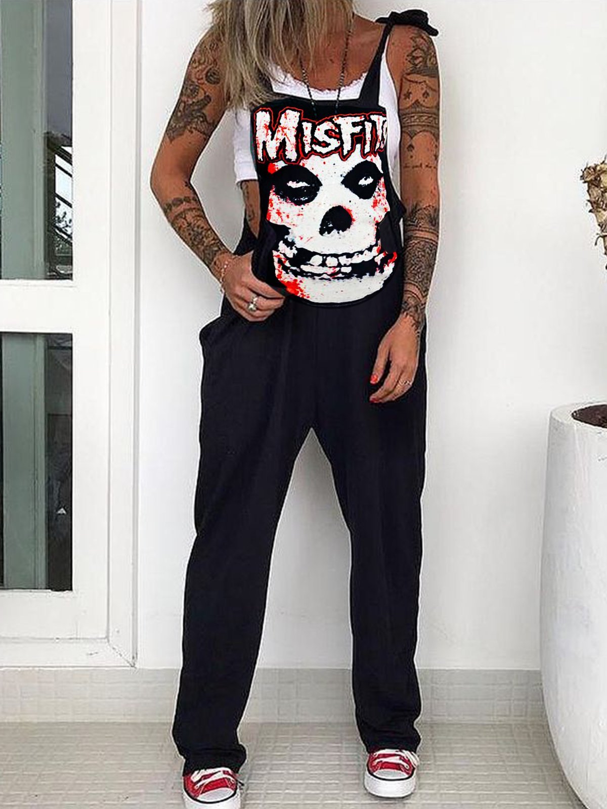 [FLASH SALE]}Punk printed loose casual overalls