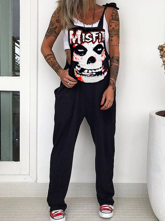 [FLASH SALE]}Punk printed loose casual overalls