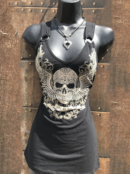 Angel skull tank top