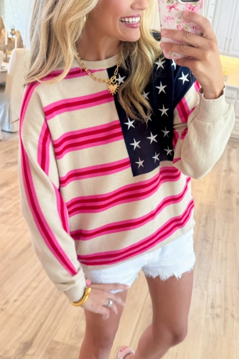 American Flag Motif Sweater