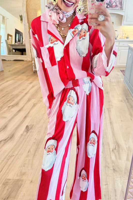 Pink and Red Santa Ribbed Set