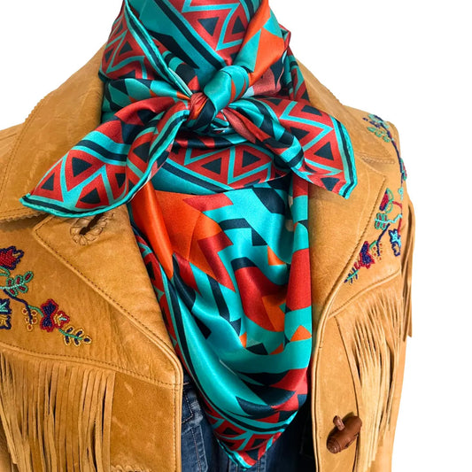 Aztec Wild Rags (Trailblazer)Turquoise Silk Scarf