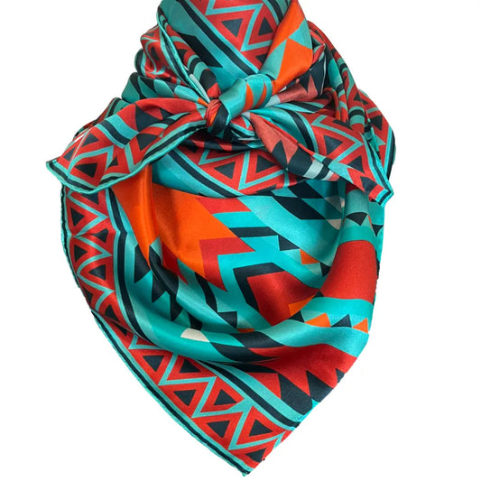 Aztec Wild Rags (Trailblazer)Turquoise Silk Scarf