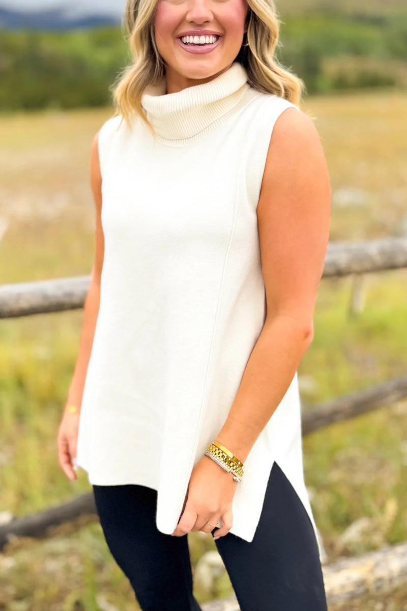 Lynn Sleeveless Mock Neck Sweater