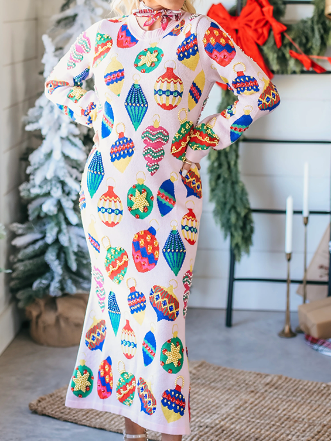 beaded knitted midi dress