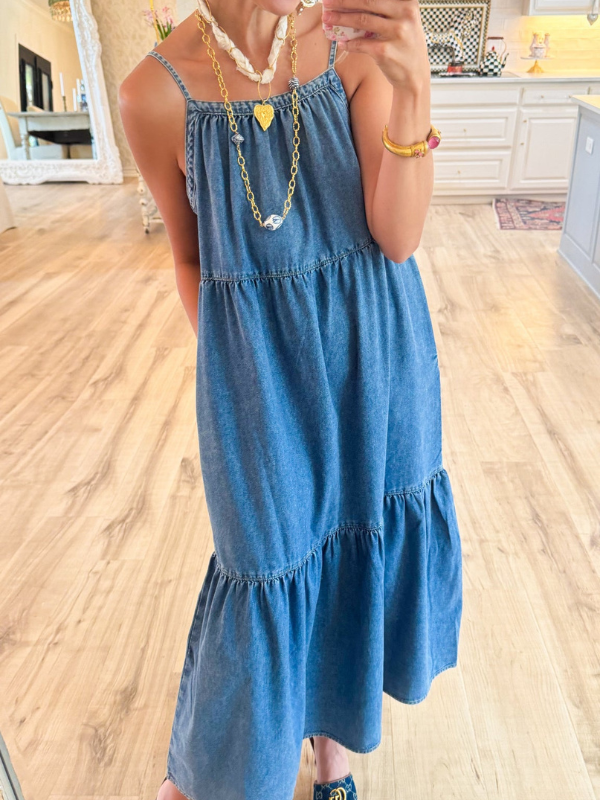 Denim Tiered Maxi Dress