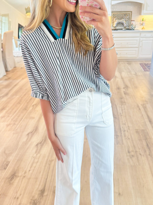 Black Stripe Dolman Sleeve Top