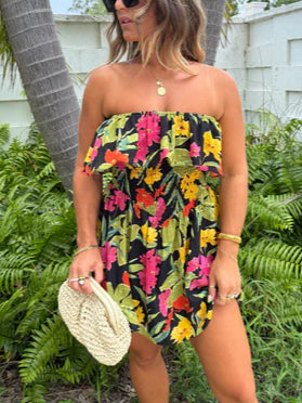 Rio Floral Romper Dress Black Multi