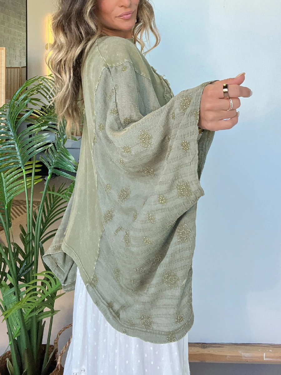 Peace Within Kimono Sleeve Tee Green