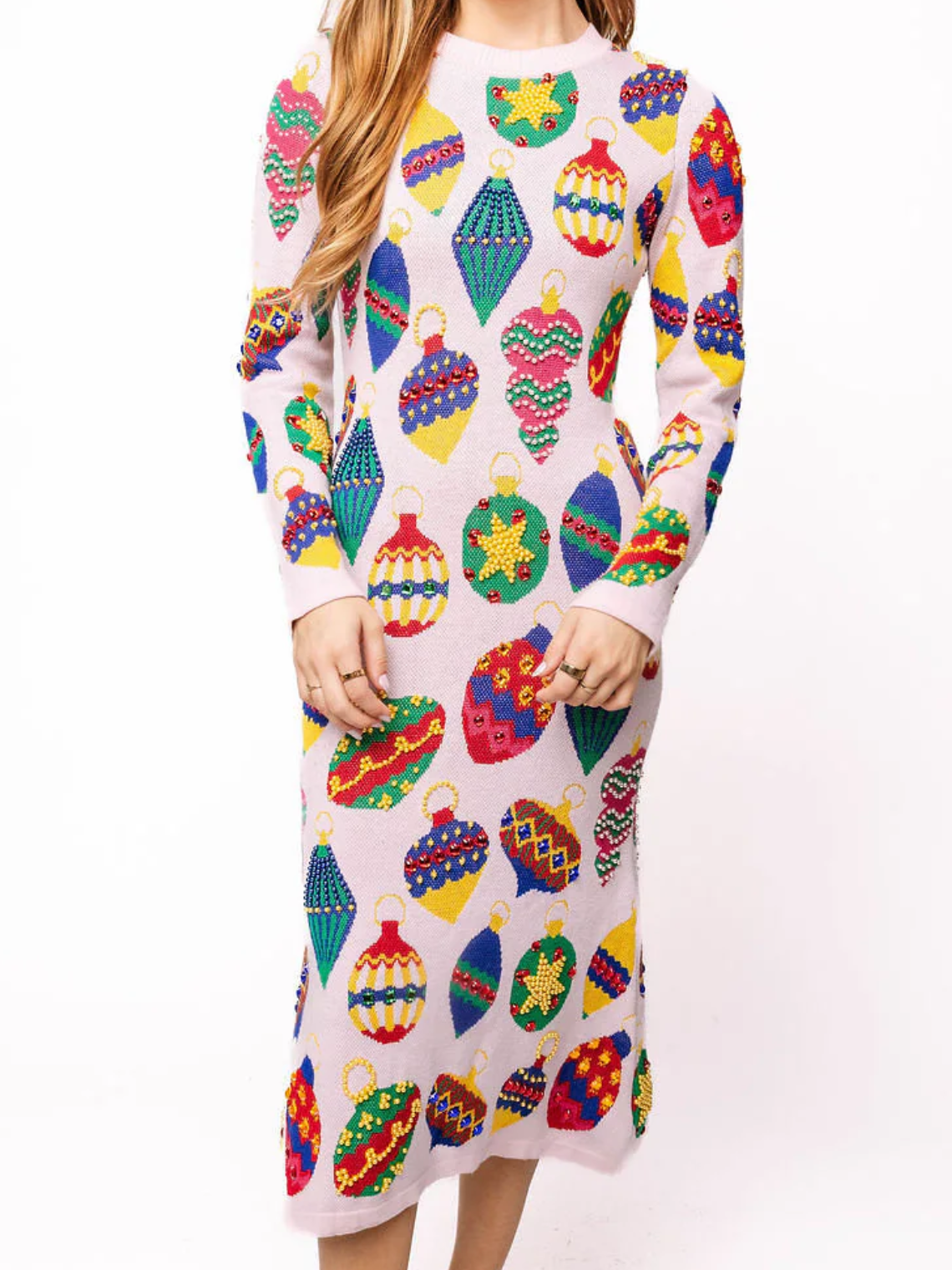 beaded knitted midi dress