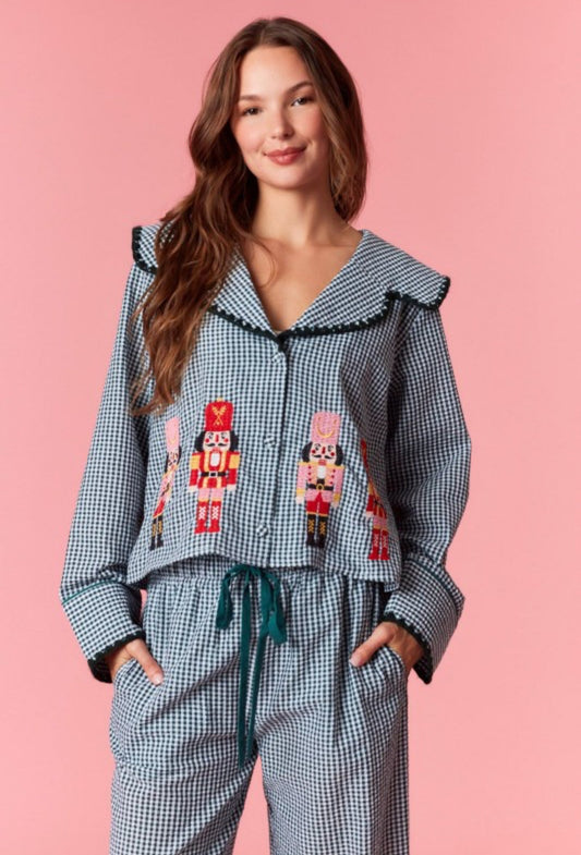 Nutcracker Green Christmas Pajama Set