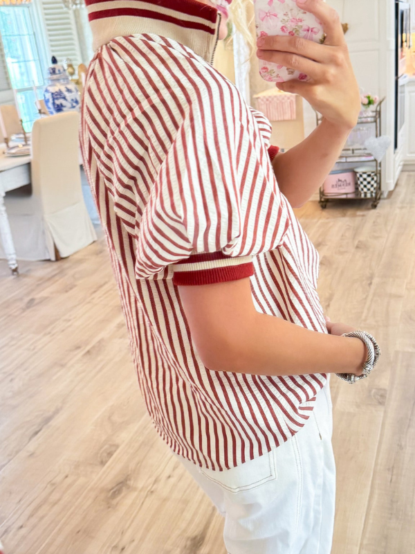 Stripe Half Zip Top