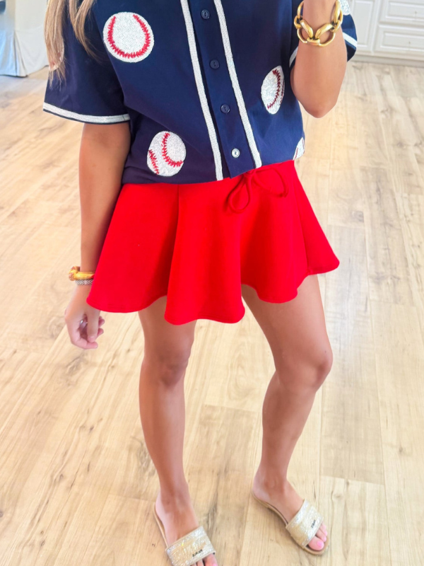 Red Flare Knit Skirt