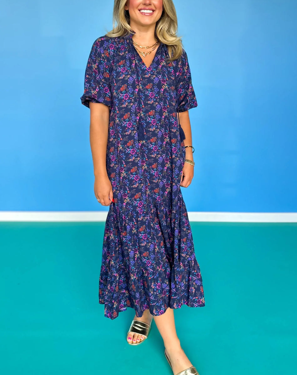 Floral short-sleeved maxi dress