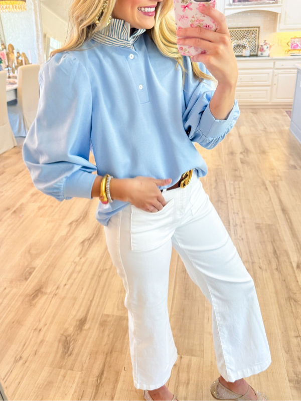 Contrast Ruffle Top