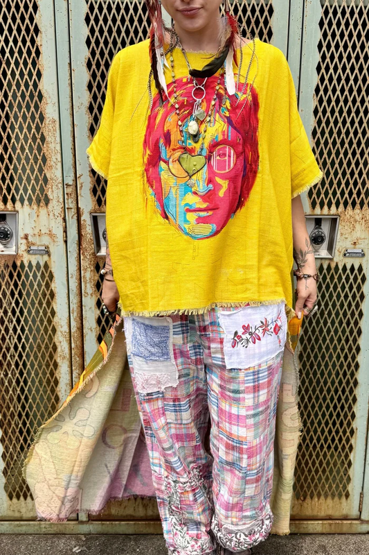 Printed linen tunic