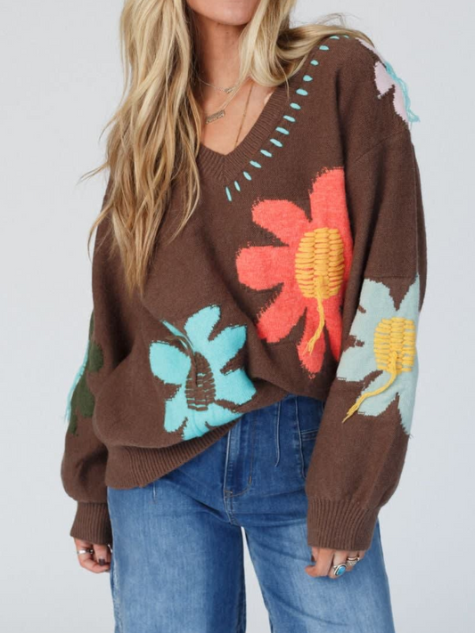 Good Mood Floral Print Sweater