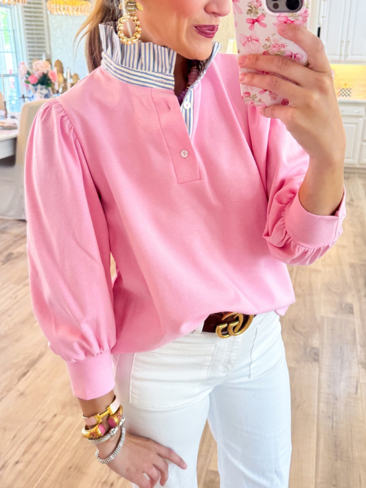 Contrast Ruffle Top