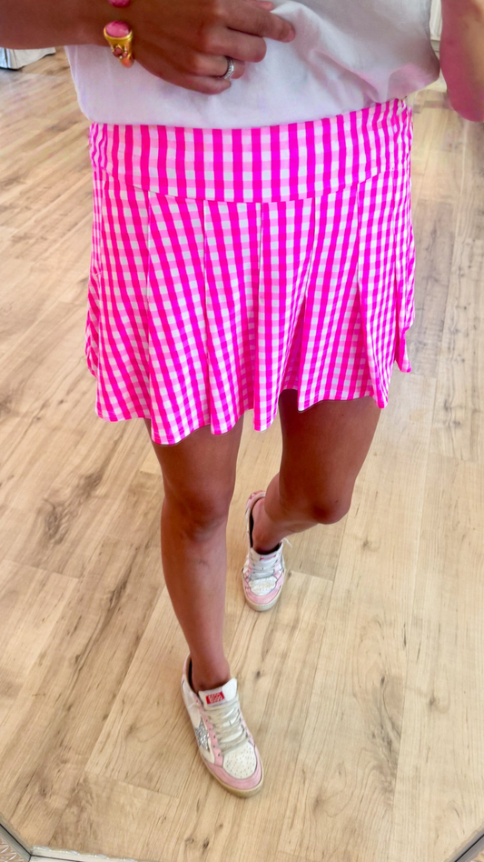 Hot Pink Gingham Skort