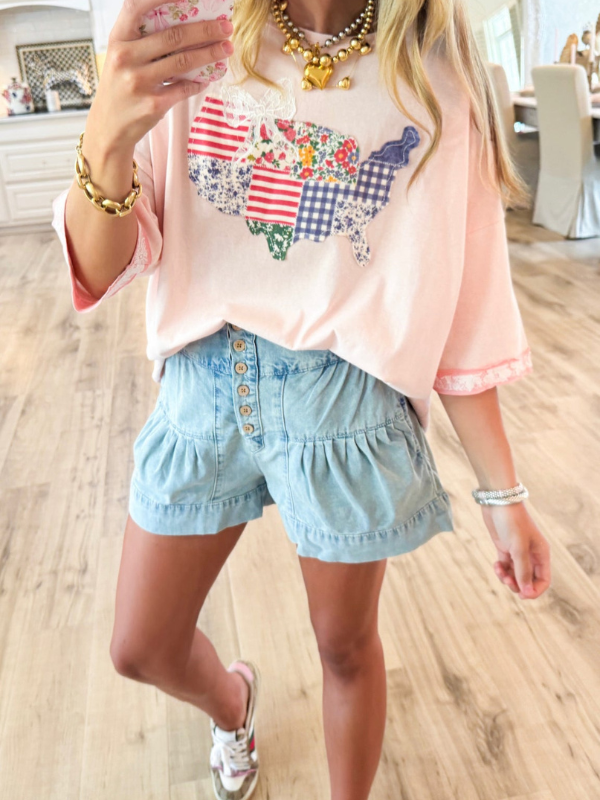 Chambray Mineral Washed Pleated Shorts